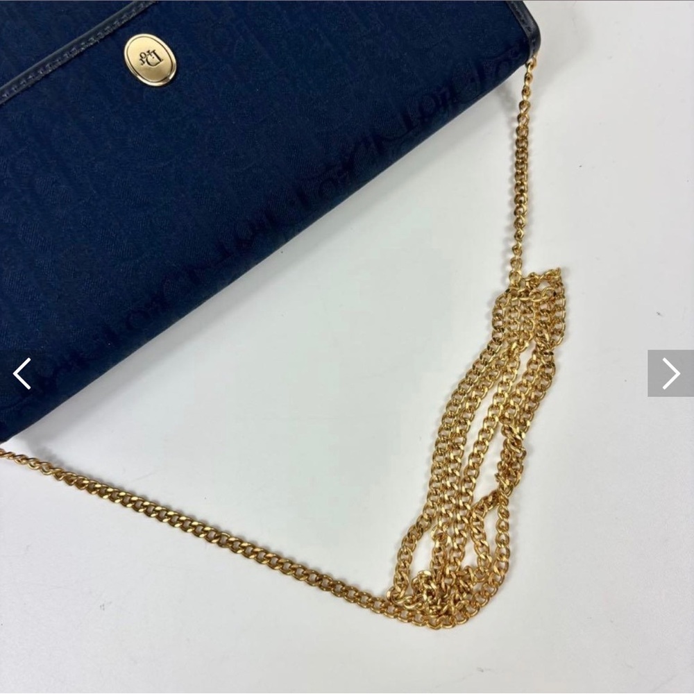 Dior Midnight Blue Monogram Clutch with Gold Chain - Picture 5 of 10